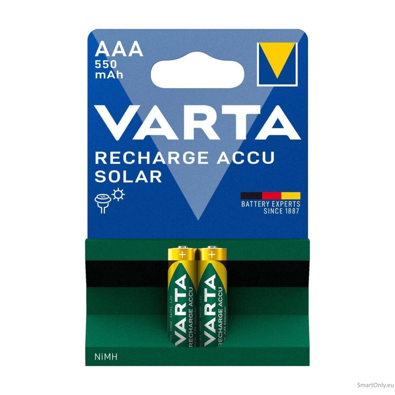 Varta Solar AAA 550mAh (56733) įkraunamos baterijos 2 vnt.