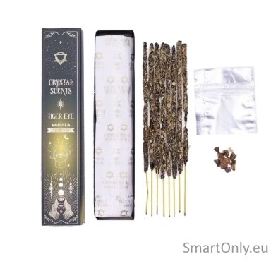 Vanilės Aromato Natūralūs smilkalai su Tigro Akies kristalais Crystal Scents