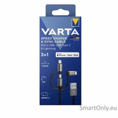 Varta 3in1 Speed Charge & Sync Cable 57937 laidas Varta 3in1 Speed Charge & Sync Cable 57937 laidas