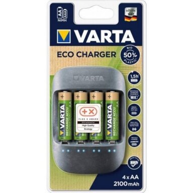 Varta ECO Charger 57680 (su 4xAA) Baterijų įkroviklis Varta ECO Charger 57680 (su 4xAA) Baterijų įkroviklis