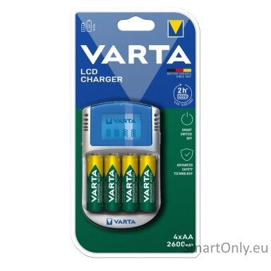 Varta LCD charger 57070 su 4xAA Baterijų įkroviklis Varta LCD charger 57070 su 4xAA Baterijų įkroviklis