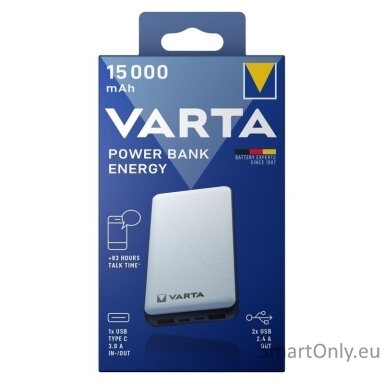 Varta Power bank Energy 15000mAh 57977 išorinė baterija (powerbank) Varta Power bank Energy 15000mAh 57977 išorinė baterija (powerbank)