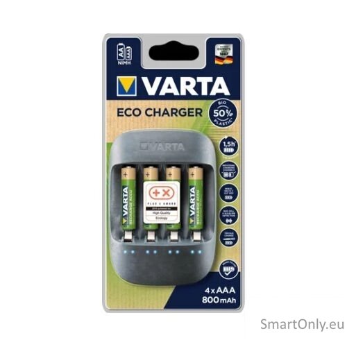 Varta ECO Charger 57680 (su 4xAAA) Baterijų įkroviklis Varta ECO Charger 57680 (su 4xAAA) Baterijų įkroviklis