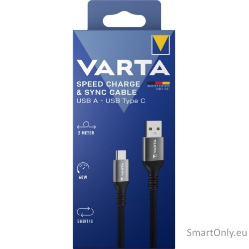 Varta Speed Charge & Sync Cable USB A - USB Type C 57935 laidas Varta Speed Charge & Sync Cable USB A - USB Type C 57935 laidas