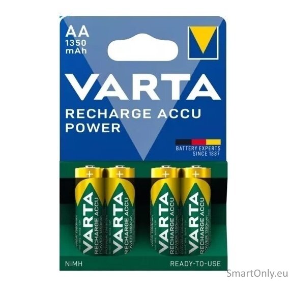 Varta AA R2U 1350mAh (56746) Recharge Accu Power pakraunamos baterijos 4 vnt. Varta AA R2U 1350mAh (56746) Recharge Accu Power pakraunamos baterijos 4 vnt.