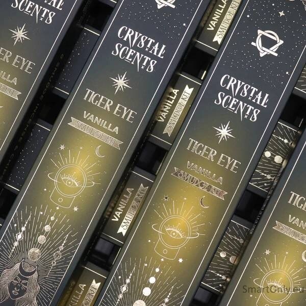 Vanilės Aromato Natūralūs smilkalai su Tigro Akies kristalais Crystal Scents 1