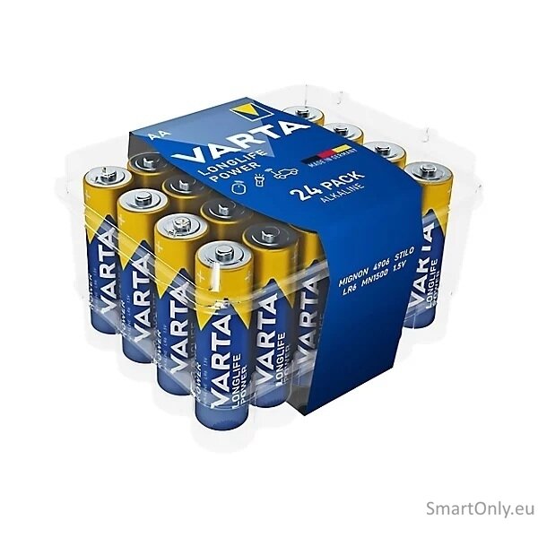 Varta AA Longlife Power Alkaline LR6 baterijos 24 vnt. Varta AA Longlife Power Alkaline LR6 baterijos 24 vnt.