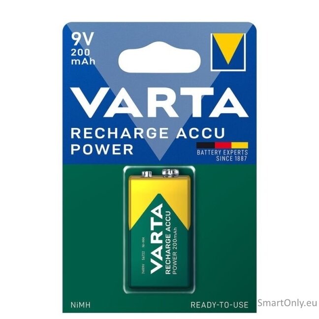 Varta 9V Recharge Accu Power 200mAh (56722) pakraunama baterija 1 vnt. Varta 9V Recharge Accu Power 200mAh (56722) pakraunama baterija 1 vnt.