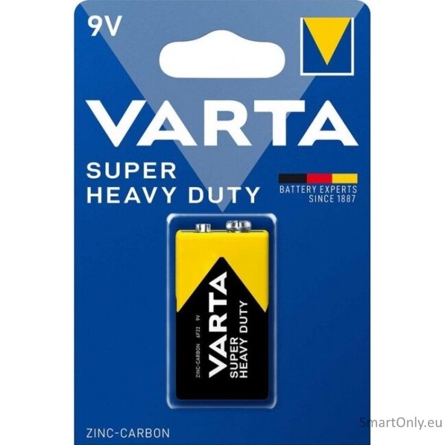 Varta 9V Super Heavy Duty (2022) cinko anglies baterija 1 vnt. Varta 9V Super Heavy Duty (2022) cinko anglies baterija 1 vnt.