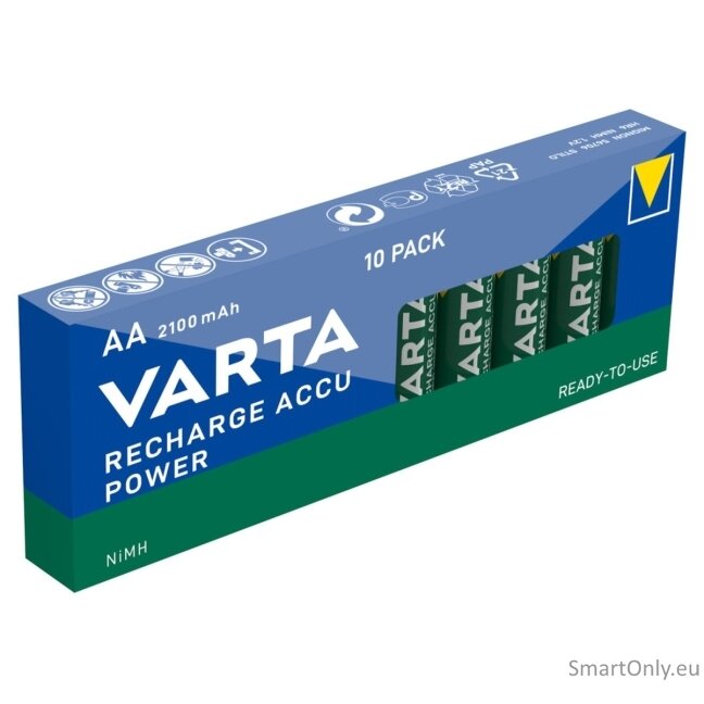 Varta AA R2U 2100mAh (56706) Recharge Accu Power pakraunamos baterijos 10 vnt. Varta AA R2U 2100mAh (56706) Recharge Accu Power pakraunamos baterijos 10 vnt.
