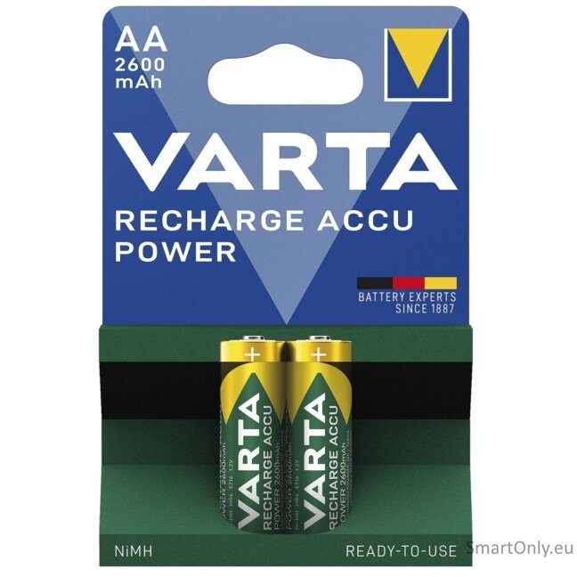 Varta AA R2U 2600mAh (5716) Recharge Accu Power pakraunamos baterijos 2 vnt. Varta AA R2U 2600mAh (5716) Recharge Accu Power pakraunamos baterijos 2 vnt.