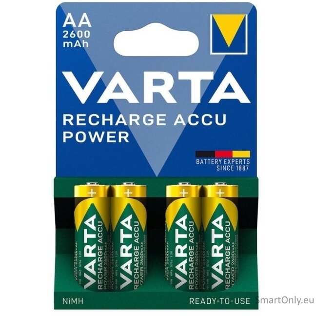 Varta AA R2U 2600mAh (5716) Recharge Accu Power pakraunamos baterijos 4 vnt. Varta AA R2U 2600mAh (5716) Recharge Accu Power pakraunamos baterijos 4 vnt.