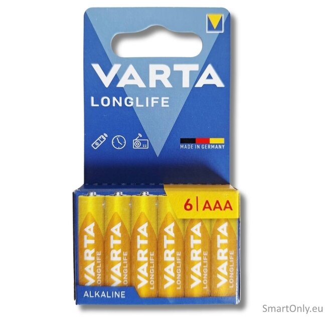 Varta AAA Longlife LR03 šarminės baterijos 6 vnt.