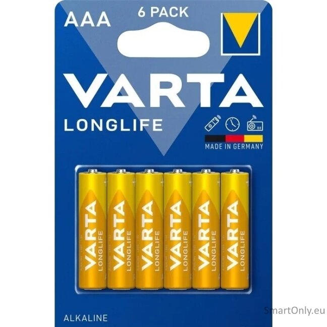 Varta AAA Longlife LR03 šarminės baterijos 6 vnt. 1