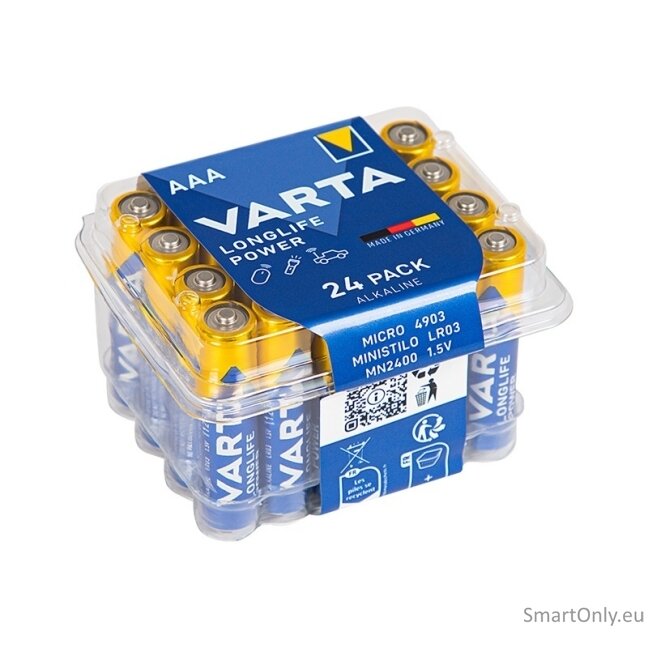 Varta AAA Longlife Power LR03 Alkaline baterijos 24 vnt. Varta AAA Longlife Power LR03 Alkaline baterijos 24 vnt.