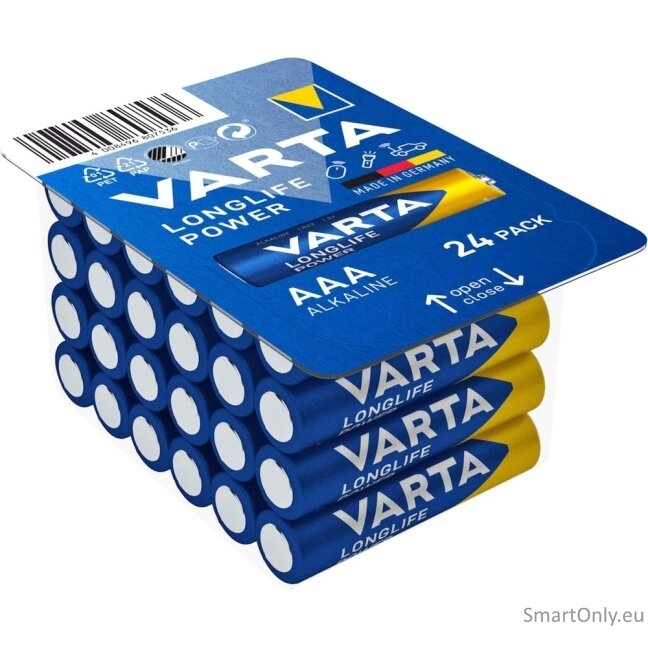 Varta AAA Longlife Power LR03 Alkaline baterijos 24 vnt. 1 Varta AAA Longlife Power LR03 Alkaline baterijos 24 vnt. 1