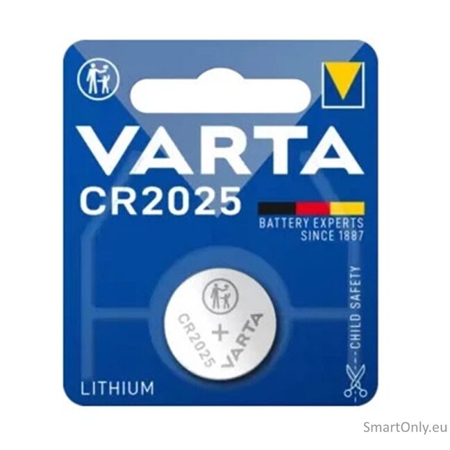 Varta CR2025 (6025) monetinė ličio baterija 1 vnt. Varta CR2025 (6025) monetinė ličio baterija 1 vnt.