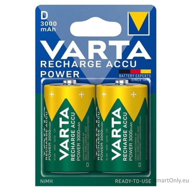 Varta D Recharge Accu Power 3000mAh pakraunamos baterijos 2 vnt. Varta D Recharge Accu Power 3000mAh pakraunamos baterijos 2 vnt.