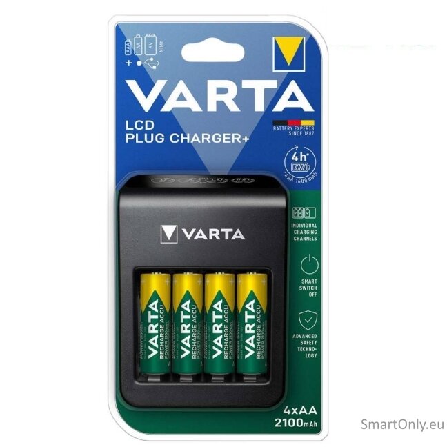 Varta LCD Plug Charger 57687 Baterijų įkroviklis Varta LCD Plug Charger 57687 Baterijų įkroviklis