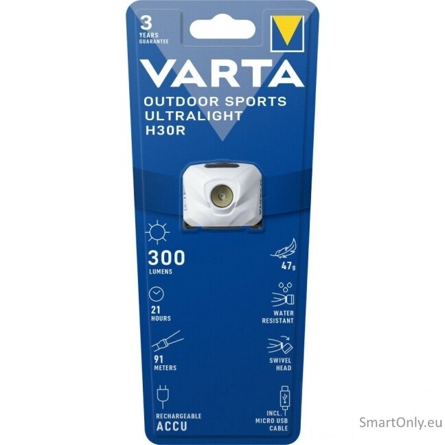 Varta Outdoor Sports Ultralight H30R 18631 įkraunamas prožektorius ant galvos 3