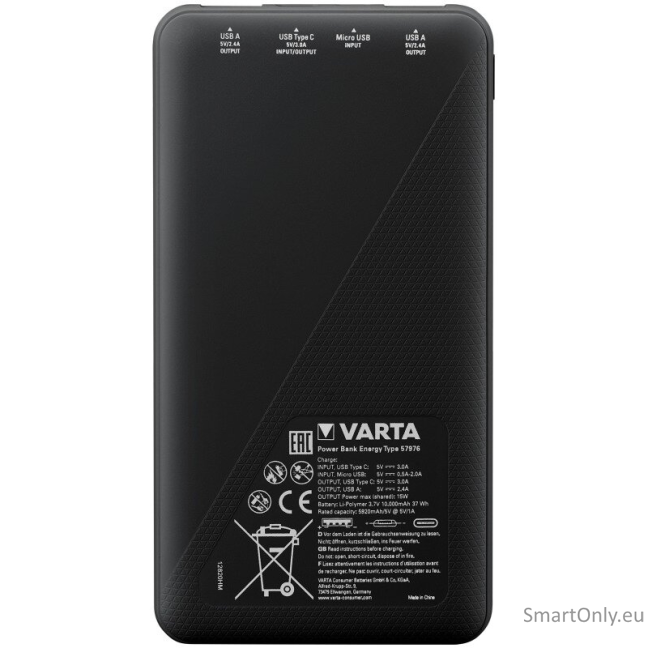 Varta Power bank Energy 10000mAh 57976 išorinė baterija (powerbank) 1 Varta Power bank Energy 10000mAh 57976 išorinė baterija (powerbank) 1