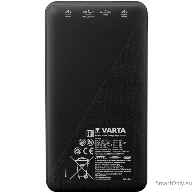 Varta Power bank Energy 15000mAh 57977 išorinė baterija (powerbank) 7 Varta Power bank Energy 15000mAh 57977 išorinė baterija (powerbank) 7