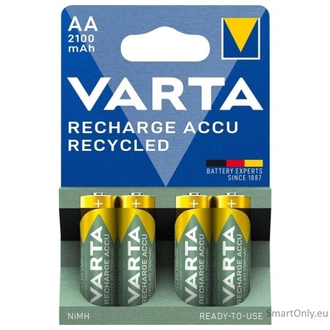 Varta Recharge Accu Recycled AA 2100 mAh (56816) įkraunamos baterijos 4 vnt. Varta Recharge Accu Recycled AA 2100 mAh (56816) įkraunamos baterijos 4 vnt.