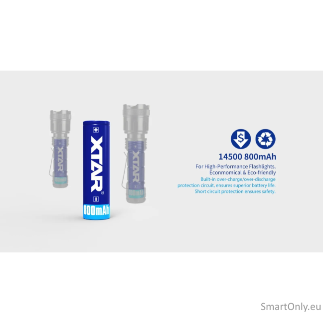 Xtar 14500 įkraunama baterija 800 mAh 3