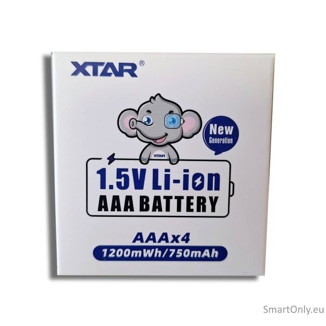 Xtar AAA įkraunamos Li-ion baterijos 1200mWh 680/750mAh su dėžute 4 vnt. Xtar AAA įkraunamos Li-ion baterijos 1200mWh 680/750mAh su dėžute 4 vnt.