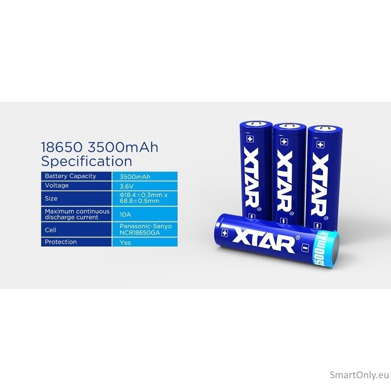 Xtar 18650 įkraunama baterija 3500 mAh 1 Xtar 18650 įkraunama baterija 3500 mAh 1