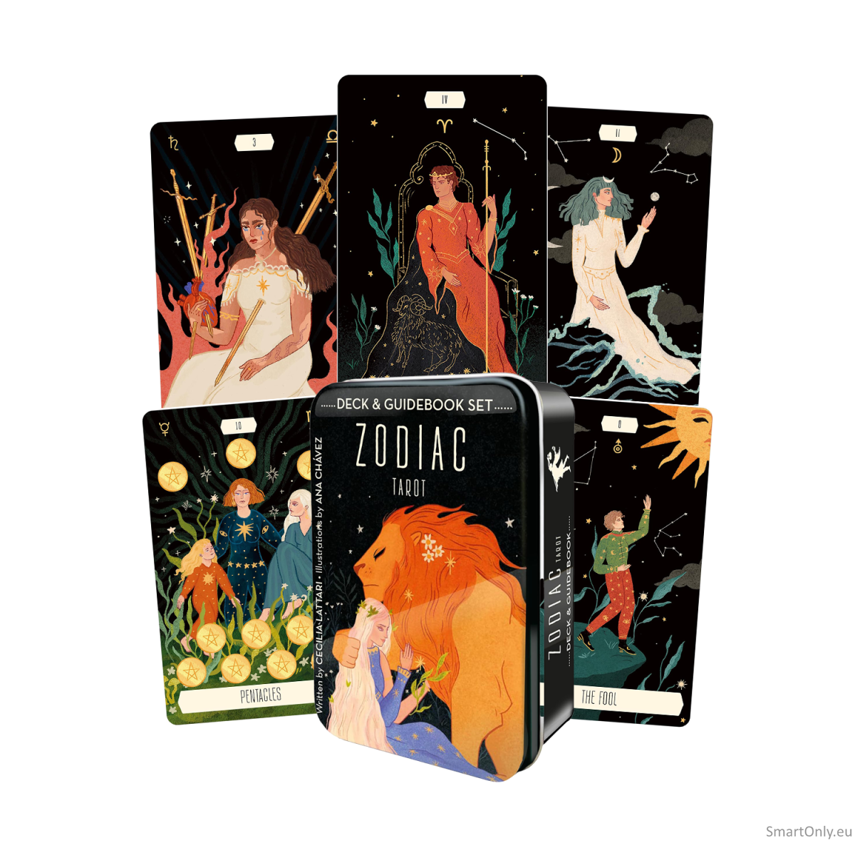 Zodiac Taro kortos ir knygelė metalinėje dėžutėje US Games Systems Zodiac Taro kortos ir knygelė metalinėje dėžutėje US Games Systems