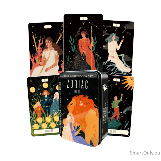 Zodiac Taro kortos ir knygelė metalinėje dėžutėje US Games Systems Zodiac Taro kortos ir knygelė metalinėje dėžutėje US Games Systems